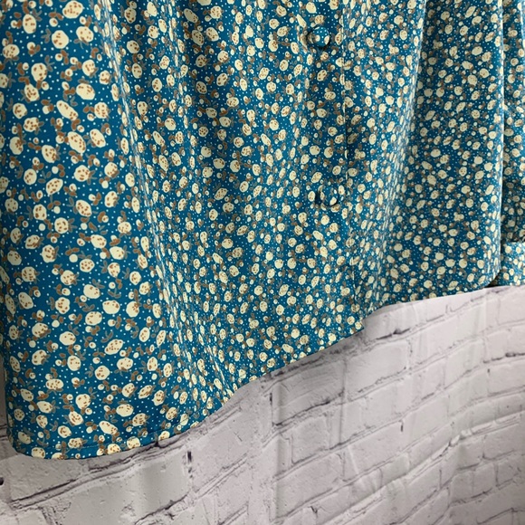 VINTAGE ALYSSA CARR Shirt Button-down with Blue Cotton Print - Picture 4 of 11